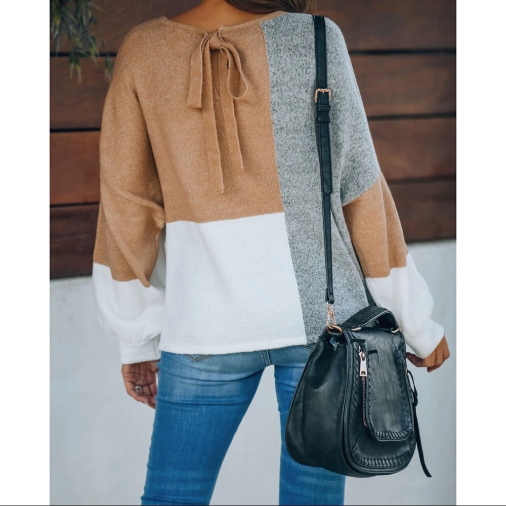 FLASH SALE -WANNA BE YOURS COLORBLOCK KNIT SWEATER - Picture 7 of 9